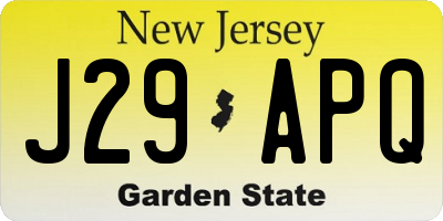 NJ license plate J29APQ