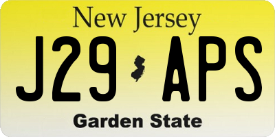 NJ license plate J29APS