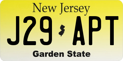 NJ license plate J29APT