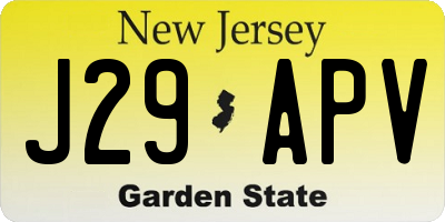 NJ license plate J29APV
