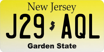 NJ license plate J29AQL