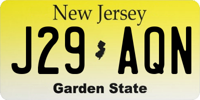 NJ license plate J29AQN