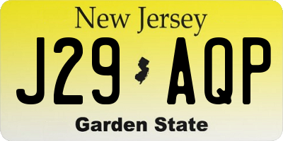 NJ license plate J29AQP