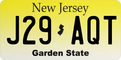 NJ license plate J29AQT