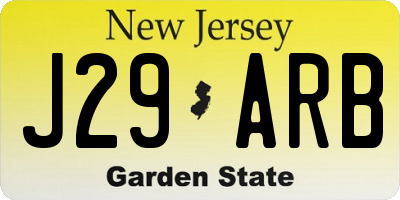 NJ license plate J29ARB