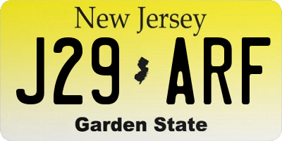 NJ license plate J29ARF