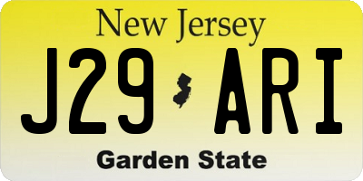 NJ license plate J29ARI