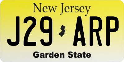 NJ license plate J29ARP