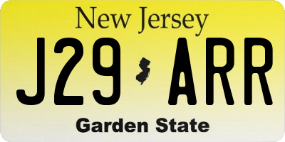 NJ license plate J29ARR