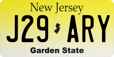 NJ license plate J29ARY