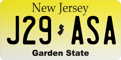 NJ license plate J29ASA