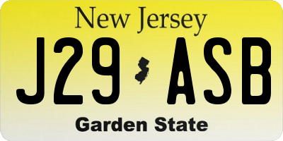 NJ license plate J29ASB
