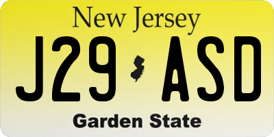 NJ license plate J29ASD