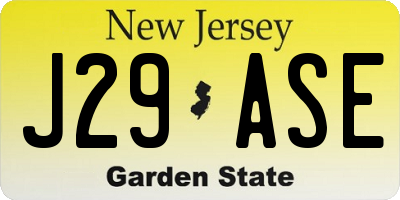 NJ license plate J29ASE
