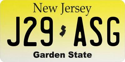 NJ license plate J29ASG