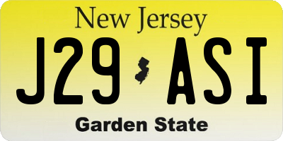 NJ license plate J29ASI