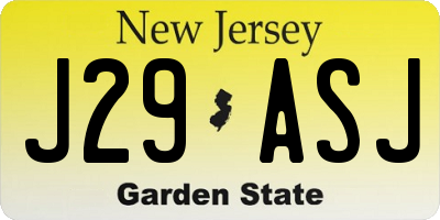 NJ license plate J29ASJ