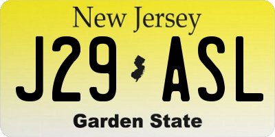 NJ license plate J29ASL