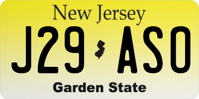 NJ license plate J29ASO