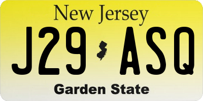 NJ license plate J29ASQ