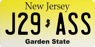 NJ license plate J29ASS
