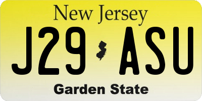 NJ license plate J29ASU