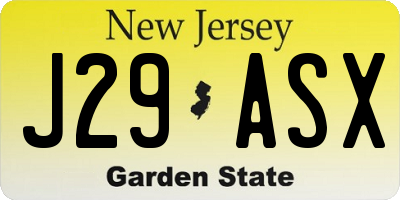 NJ license plate J29ASX