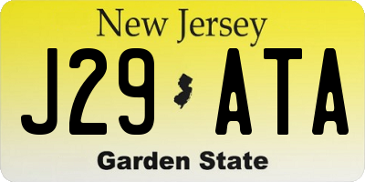 NJ license plate J29ATA