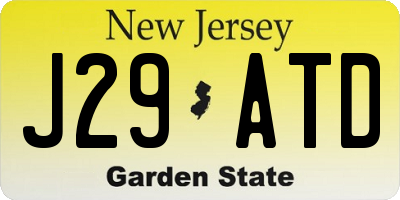 NJ license plate J29ATD