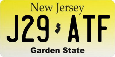 NJ license plate J29ATF