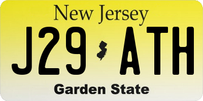NJ license plate J29ATH