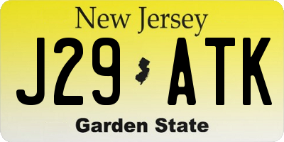 NJ license plate J29ATK