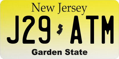 NJ license plate J29ATM