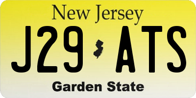 NJ license plate J29ATS