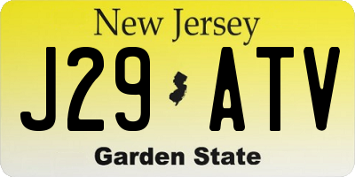 NJ license plate J29ATV