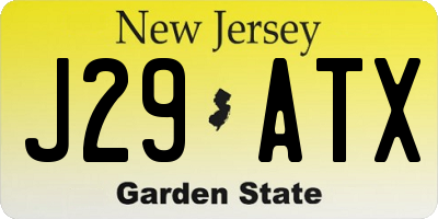 NJ license plate J29ATX