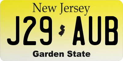 NJ license plate J29AUB