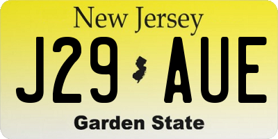NJ license plate J29AUE