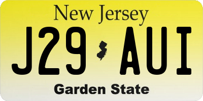 NJ license plate J29AUI