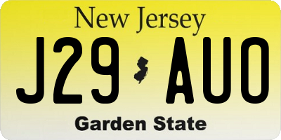 NJ license plate J29AUO