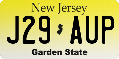 NJ license plate J29AUP