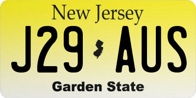 NJ license plate J29AUS