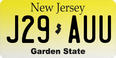 NJ license plate J29AUU