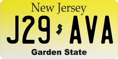 NJ license plate J29AVA