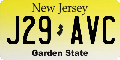 NJ license plate J29AVC