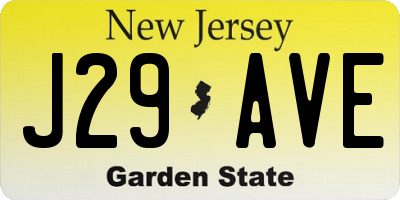 NJ license plate J29AVE