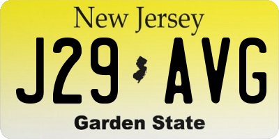 NJ license plate J29AVG