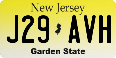 NJ license plate J29AVH