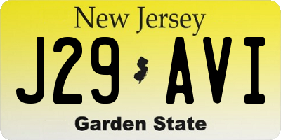 NJ license plate J29AVI