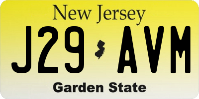 NJ license plate J29AVM